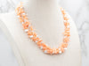 Vintage Pink Coral and Keshi Pearl Double Strand Beaded Necklace