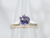 Retro Era Purple Sapphire and Diamond Engagement Ring