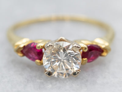 Diamond and Ruby Engagement Ring