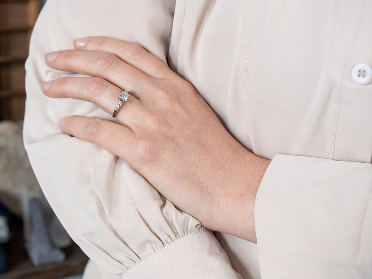 Vintage Cushion Cut Diamond Engagement Ring