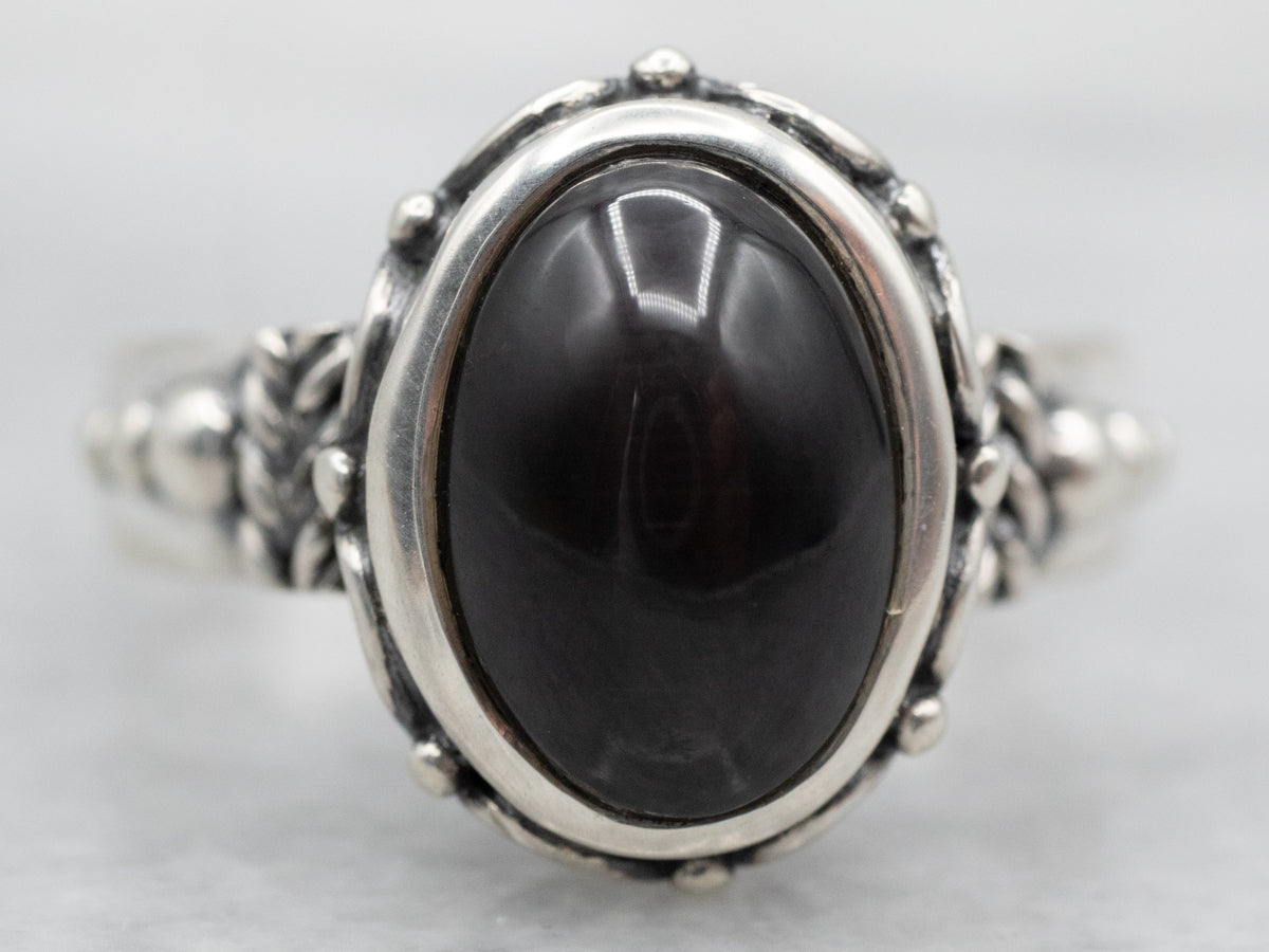 Sterling Silver Cat's Eye Sillimanite Solitaire Ring