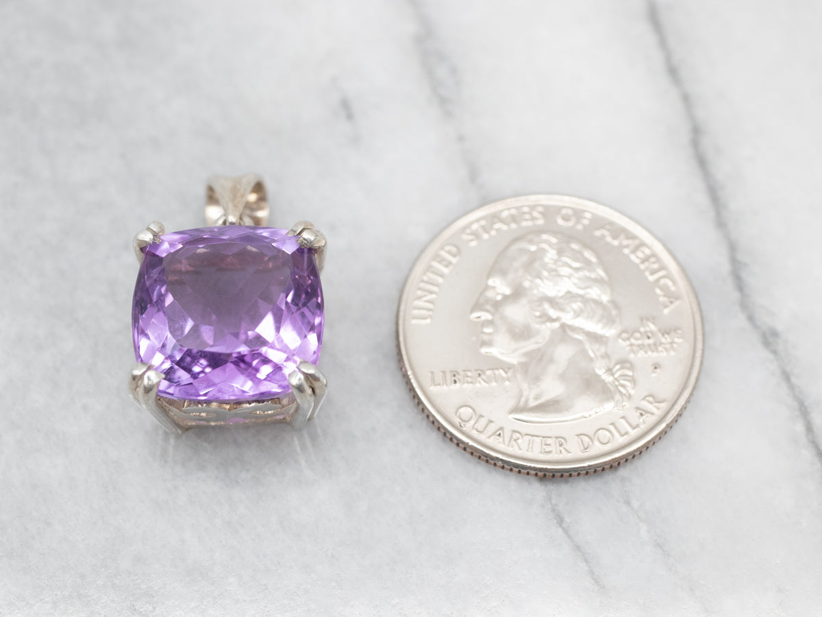 Elegant Sterling Silver Amethyst Solitaire Pendant