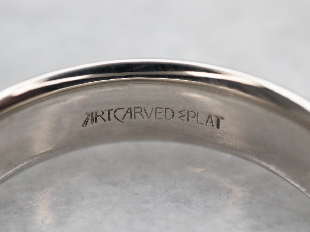 Vintage Art Carved Platinum Band