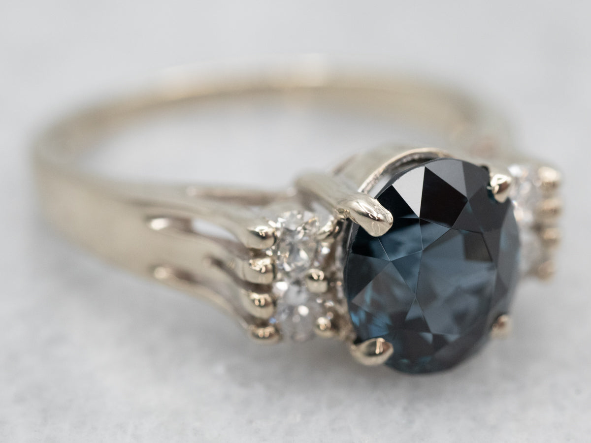 White Gold Spinel and Diamond Ring