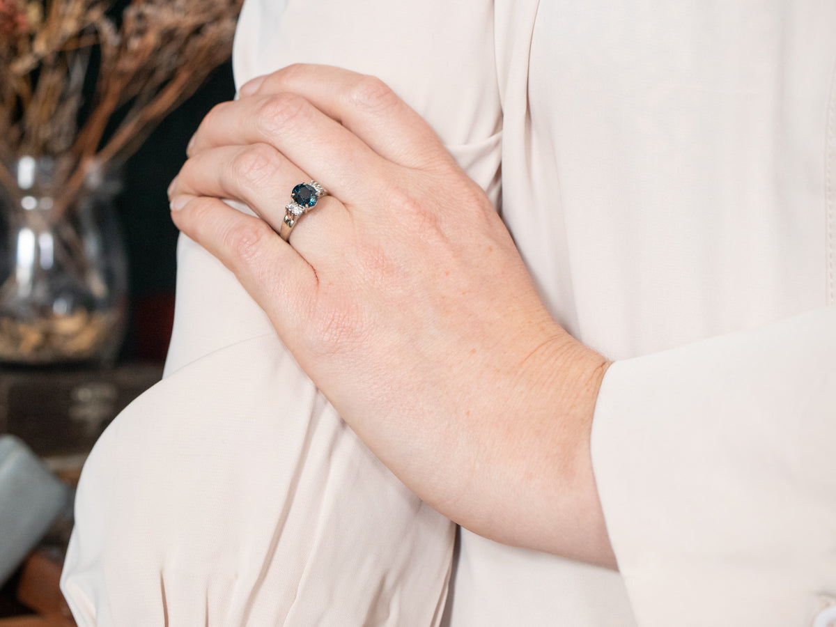 White Gold Spinel and Diamond Ring