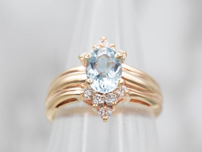 Vintage Aquamarine and Diamond Dinner Ring