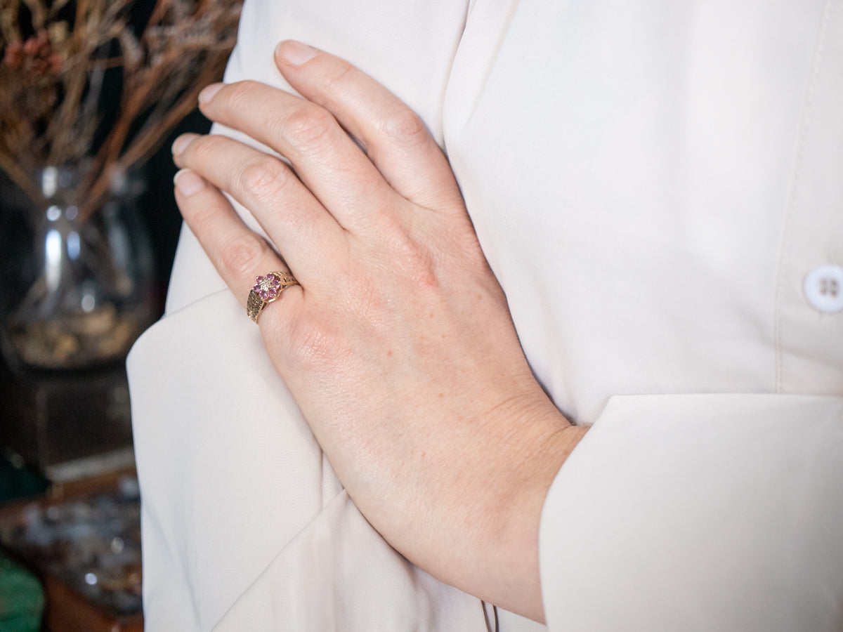 Diamond and Ruby Flower Ring