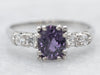 Platinum Purple Sapphire Ring with Diamond Accents Engagement Ring