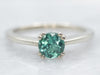Teal Green Tourmaline Solitaire Ring