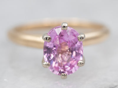 Two Tone Pink Sapphire Solitaire Ring