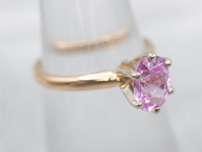Two Tone Pink Sapphire Solitaire Ring