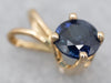 Yellow Gold Sapphire Solitaire Pendant