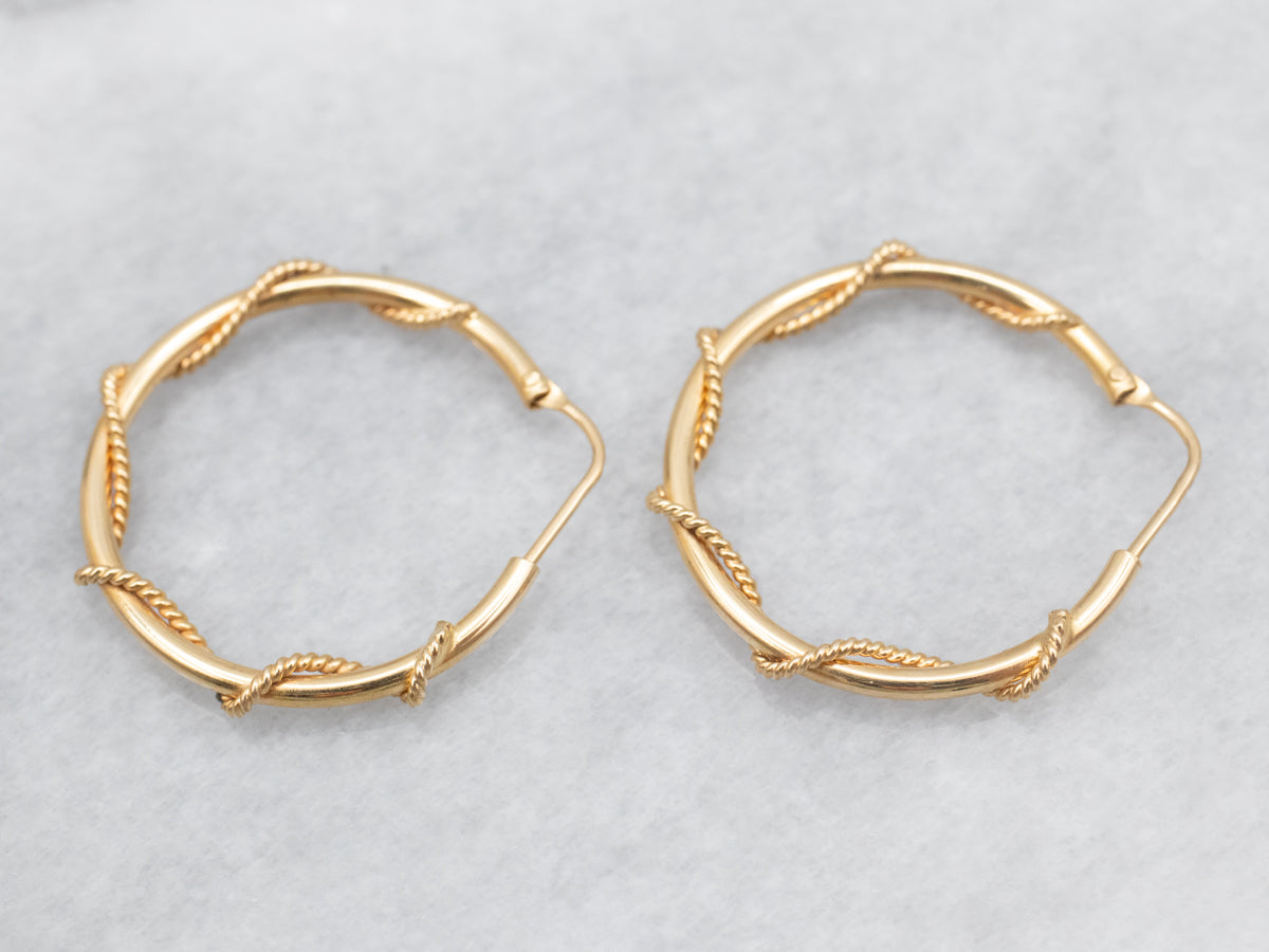 Nautical Twisted 18-Karat Gold Hoop Earrings