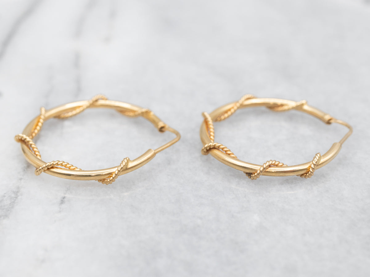 Nautical Twisted 18-Karat Gold Hoop Earrings