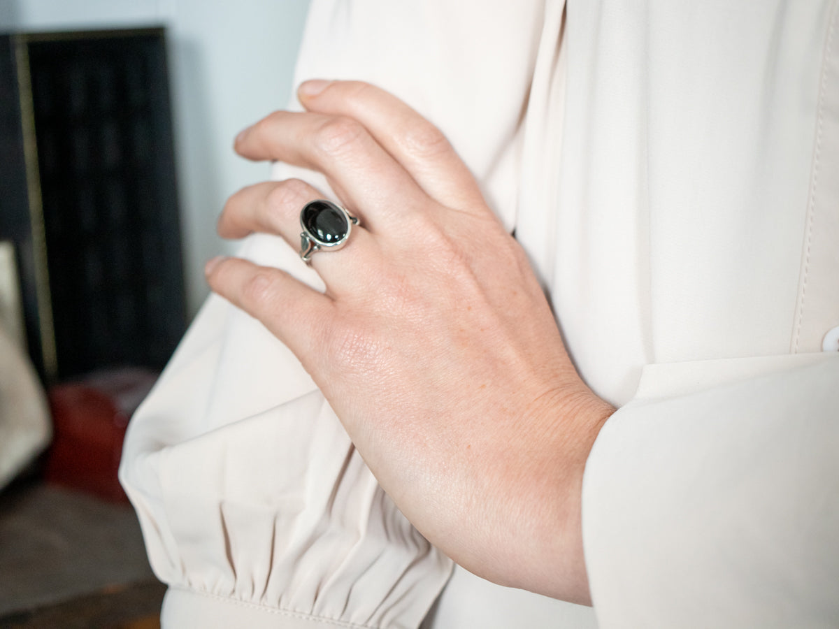 Sterling Silver Cat's Eye Sillimanite Ring