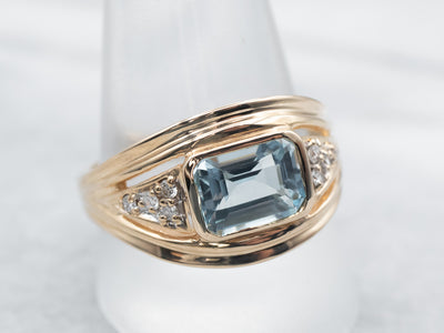 Men's Vintage Blue Topaz and Diamond Ring