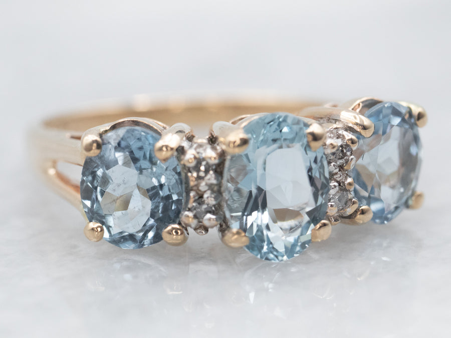 Aquamarine and Diamond Gemstone Ring