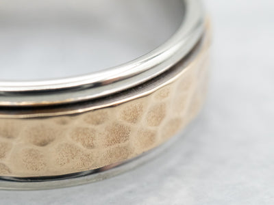 Two Tone Gold Hammered Pattern Band