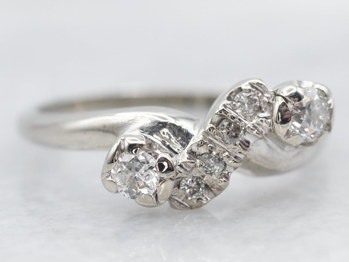 Vintage Old Mine Cut Diamond Bypass Band