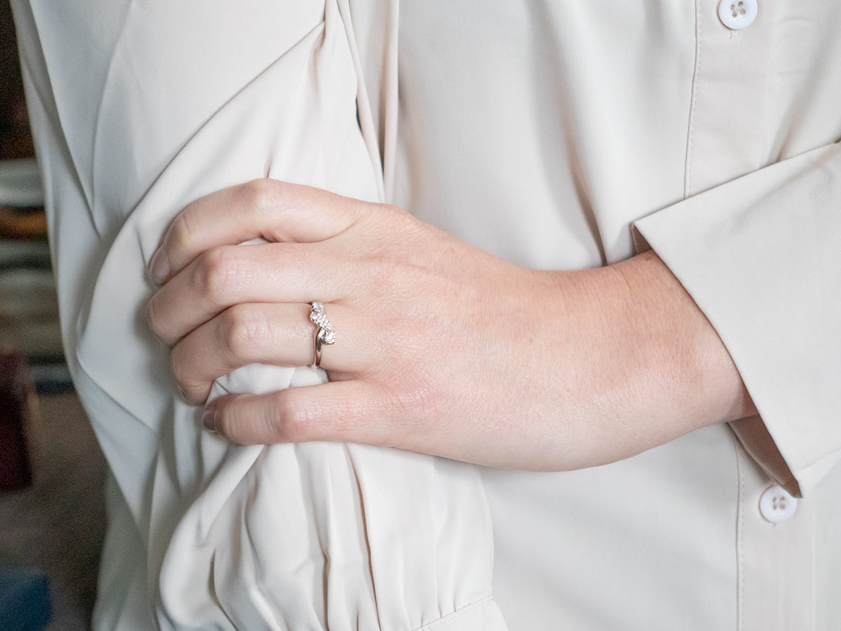 Vintage Old Mine Cut Diamond Bypass Band