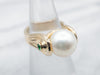 Modernist Gold Pearl Ring with Diopside Accents