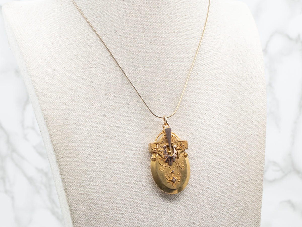 Two Tone Etruscan Revival Antique Locket