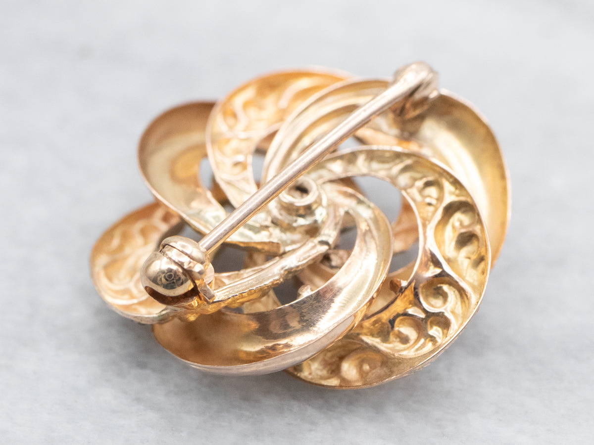 Rose Gold Opal Love Knot Brooch