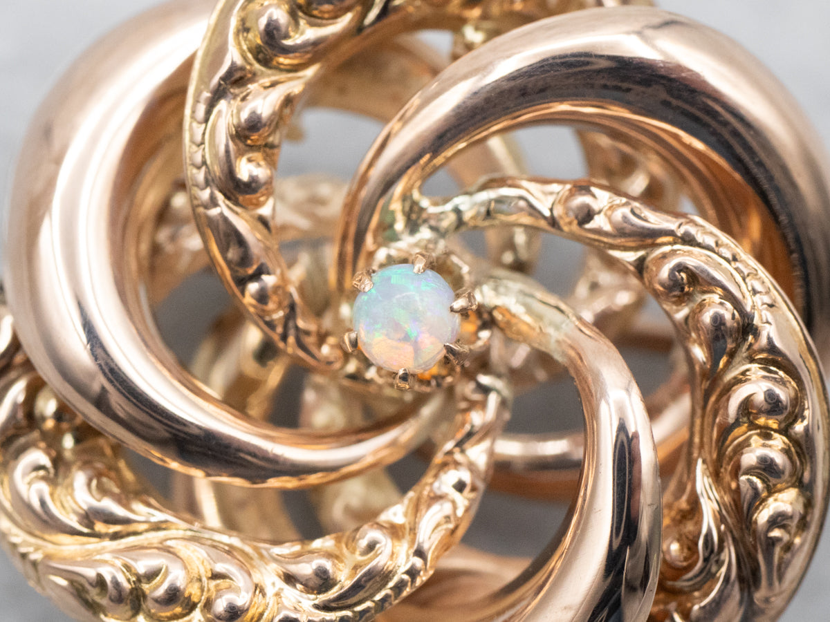 Rose Gold Opal Love Knot Brooch
