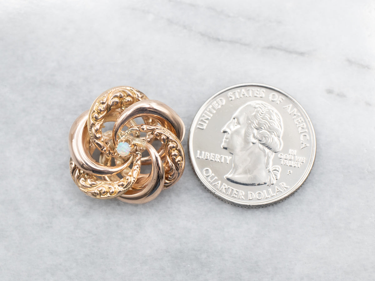 Rose Gold Opal Love Knot Brooch