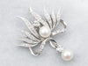 White Gold Pearl and Diamond Brooch or Pendant
