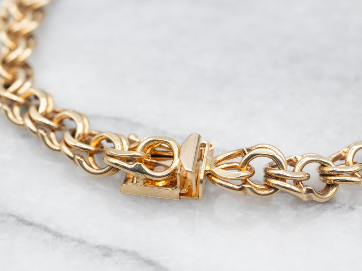 Yellow Gold Double Link Charm Bracelet