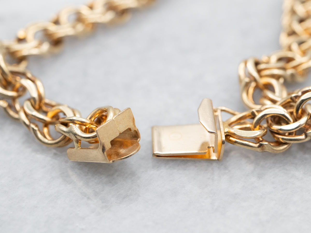 Yellow Gold Double Link Charm Bracelet