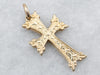 Yellow Gold Etched Cross Pendant