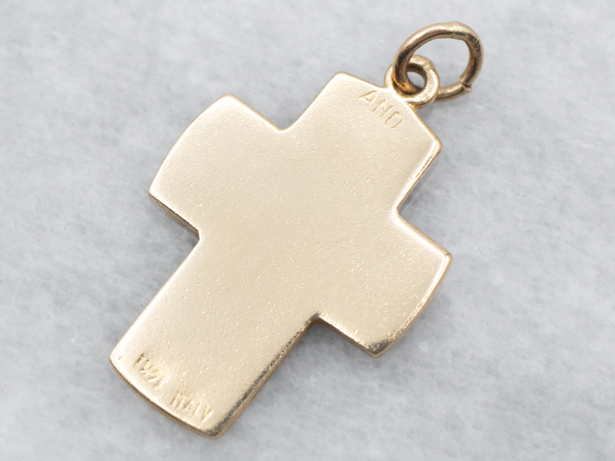 Yellow Gold Recessed Cross Pendant