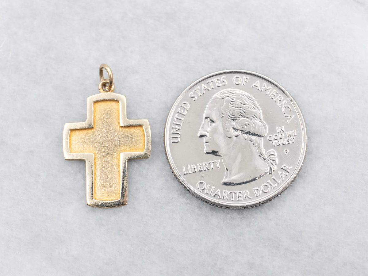 Yellow Gold Recessed Cross Pendant
