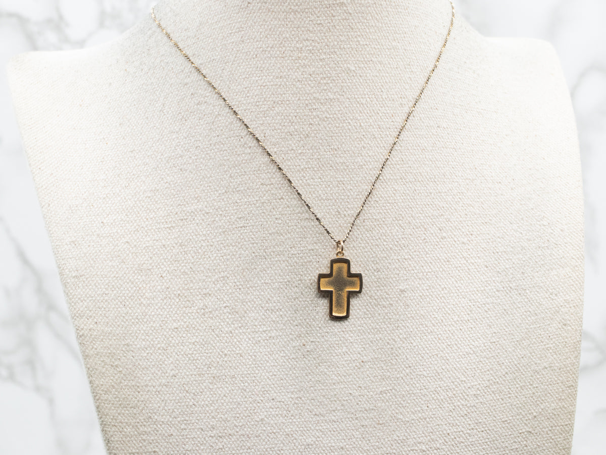 Yellow Gold Recessed Cross Pendant