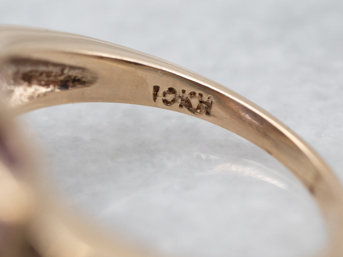 Yellow Gold Amethyst Retro Cocktail Ring