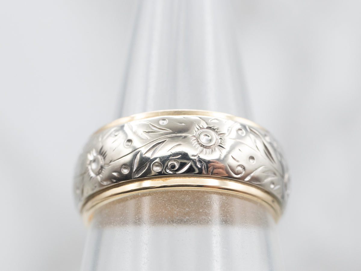 Vintage Two Tone Gold Floral Band