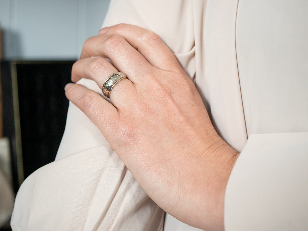 Vintage Two Tone Gold Floral Band