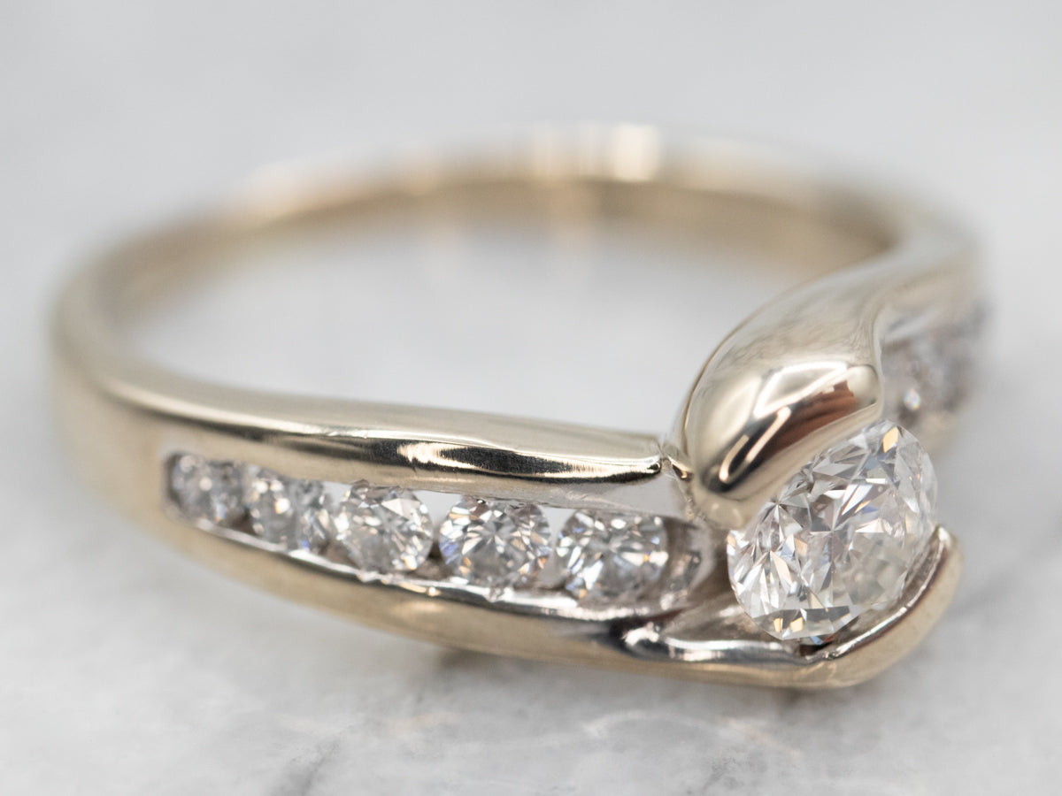 Modern Diamond Bypass Engagement Ring