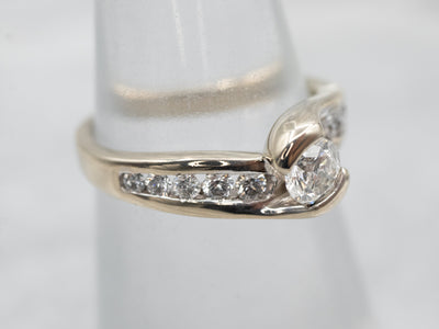 Modern Diamond Bypass Engagement Ring