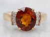 Vintage Citrine and Diamond Ring in Yellow Gold