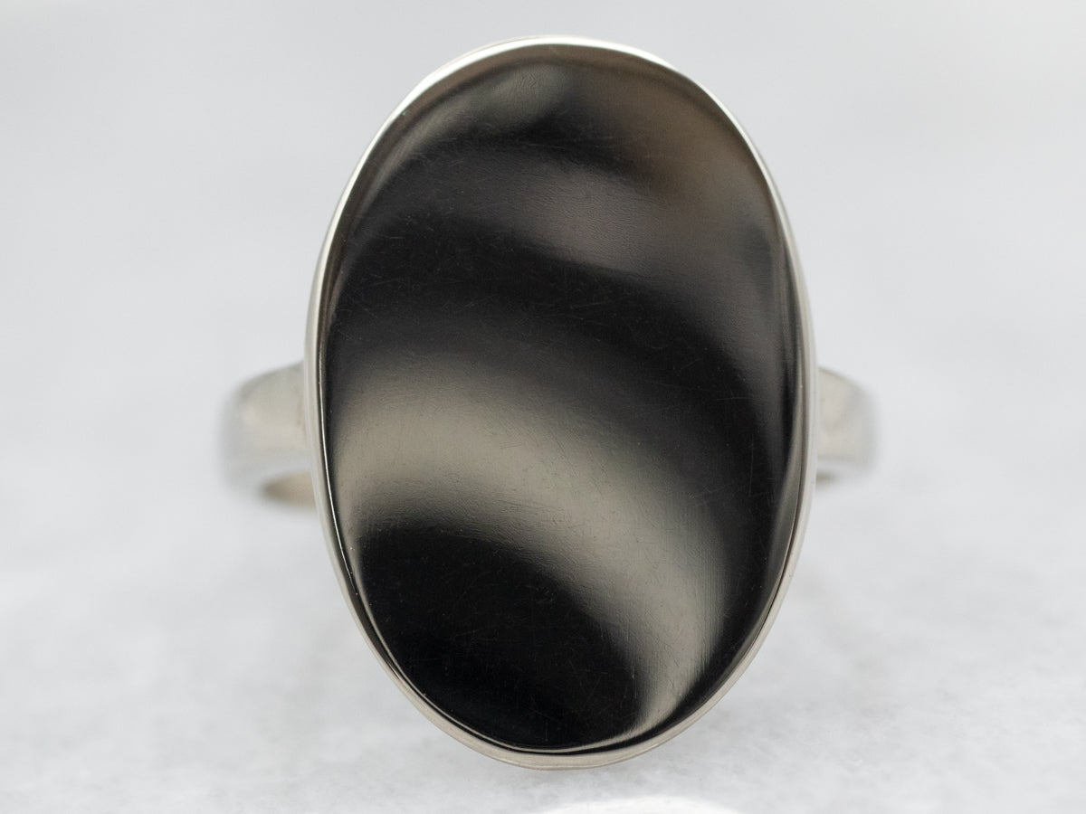 Small Plain White Gold Signet Ring