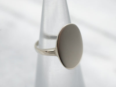 Small Plain White Gold Signet Ring