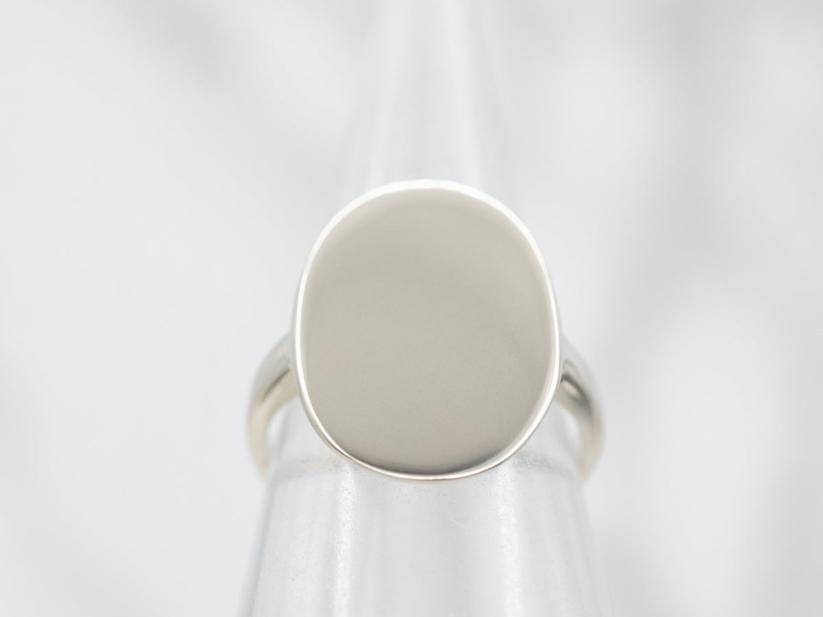 Small Plain White Gold Signet Ring