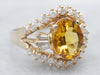 Gold Yellow Beryl and Diamond Cocktail Ring