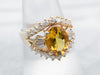 Gold Yellow Beryl and Diamond Cocktail Ring
