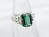 Art Deco Teal-Green Tourmaline Solitaire Ring