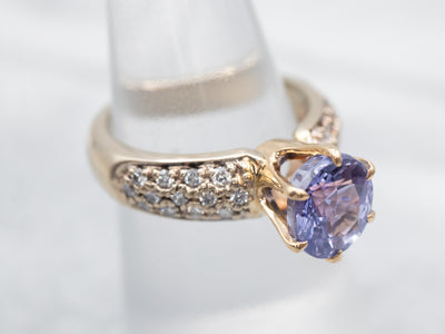 Exquisite Two Tone Purple Sapphire and Diamond Ring