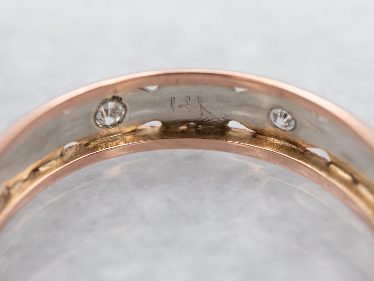 Vintage Two Tone Gold Diamond Flower Band